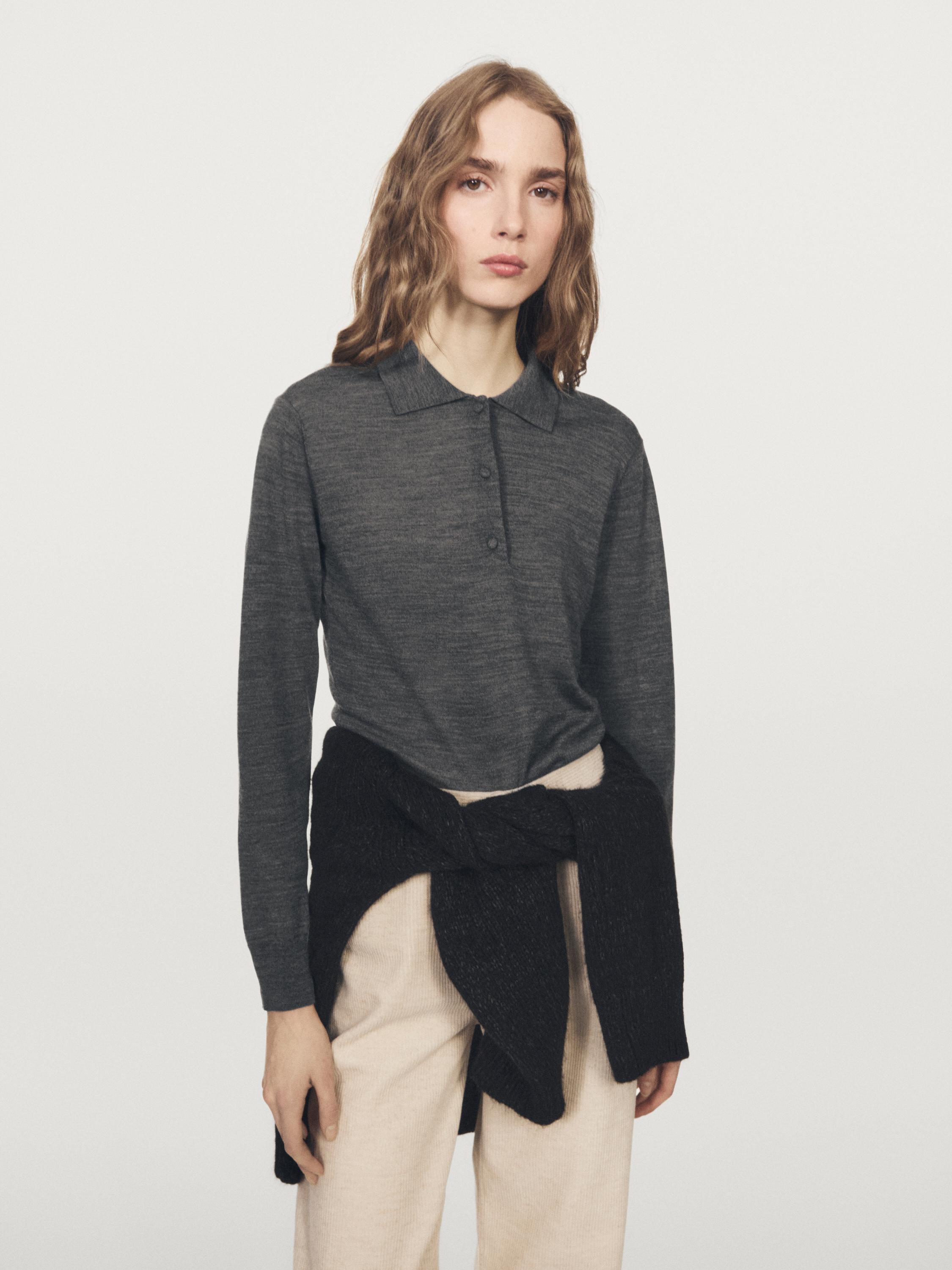 Pull polo en maille de laine